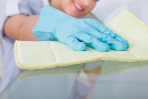 Professional cleaner managing wet carpet drying and safety