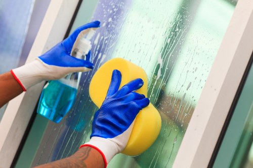 Carpet cleaning equipment being used in a Chiswick flat