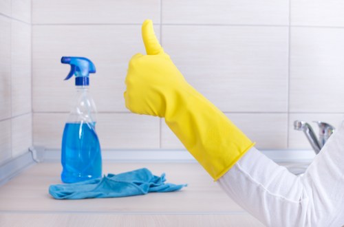 Protective PPE used by a carpet cleaning technician in Chiswick