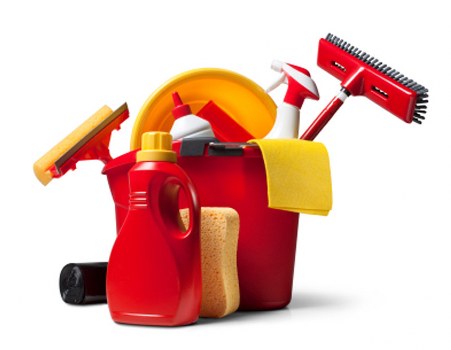 Safety-conscious carpet cleaning setup with protected furnishings